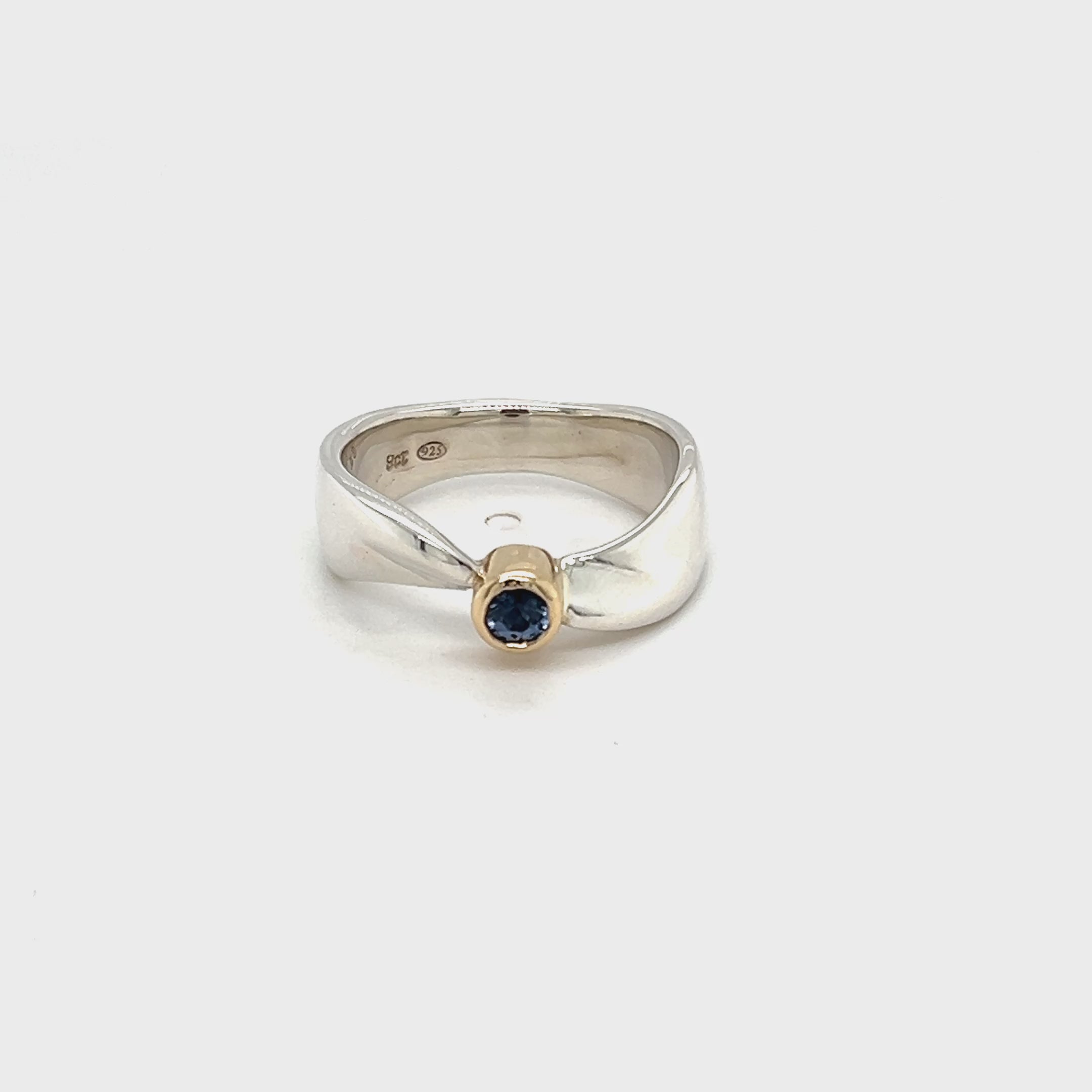 Sterling Silver & 9ct Yellow Gold Spinel Ring