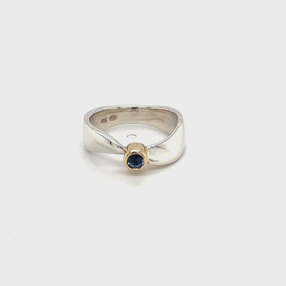 Sterling Silver & 9ct Yellow Gold Spinel Ring